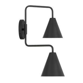 2-Light Adjustable Wall Sconce in Matte Black