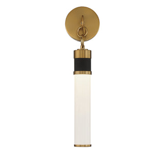 Abel LED Wall Sconce in Matte Black with Warm Brass Accents