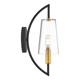 Hanley 1-Light Wall Sconce in Matte Black and Warm Brass