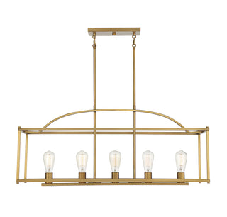 Palladian 5-Light Linear Chandelier in Warm Brass