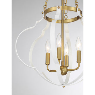 Mercer 4-Light Pendant in White and Warm Brass