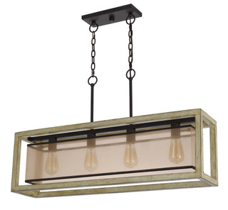 Palencia Rubber Wood Island Chandelier With Organza Shade