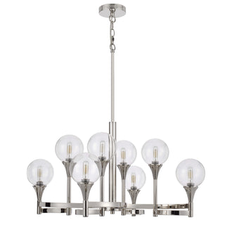 15W X 8 Milbank Metal Chandelier And Clear Round Glass Shades