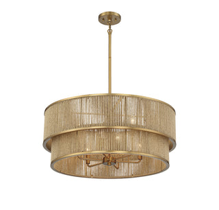 Ashburn 6-Light Pendant in Warm Brass and Rope
