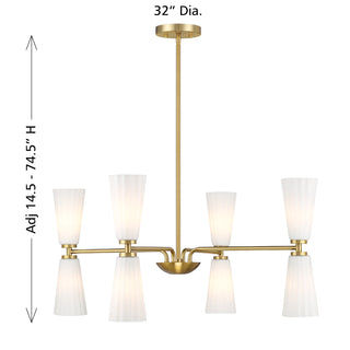 8-Light Chandelier in Natural Brass