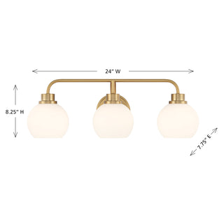 3-Light Bathroom Vanity Light in Natural Brass