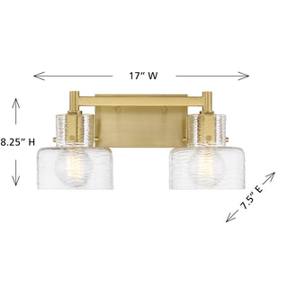 Dover 2-Light Bathroom Vanity Light in Warm Brass