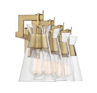 Lakewood 4-Light Bathroom Vanity Light in Warm Brass