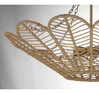 Cyperas 5-Light Pendant in Warm Brass and Rope