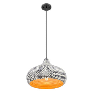 Jade 1-Light Pendant in Black and White Shell