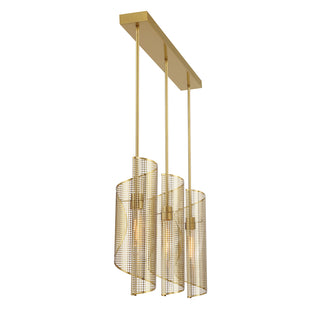 Hillbourne 3-Light Linear Chandelier in Warm Brass