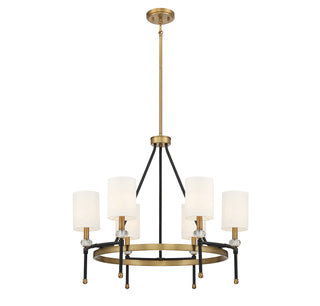 Tivoli 6-Light Chandelier in Matte Black with Warm Brass Accents
