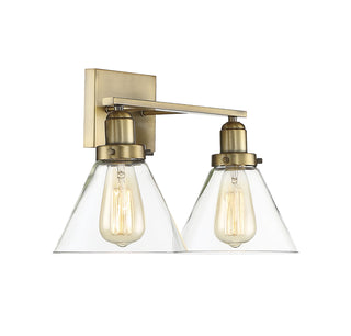 Drake 2-Light Bathroom Vanity Light in Warm Brass