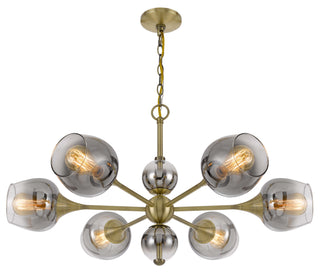 60W X 6 Pendleton Metal Chandelier With Electoral Plated Smoked Glass Shades