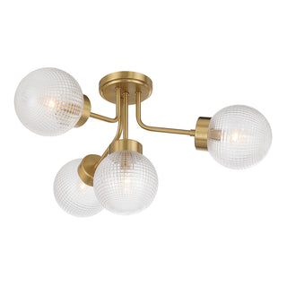 Coral 4-Light Semi-Flush in Warm Brass
