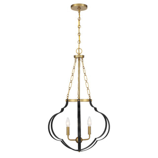 Mercer 4-Light Pendant in Matte Black and Warm Brass