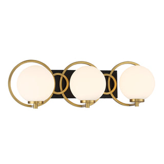 Alhambra 3-Light Bathroom Vanity Light in Matte Black with Warm Brass