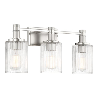 Concord 3-Light Bathroom Vanity Light in Silver and Polished Nickel