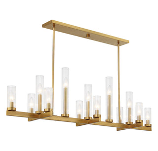 Carina 13-Light Linear Chandelier in Warm Brass