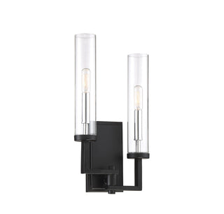 Folsom 2-Light Adjustable Wall Sconce in Matte Black with Polished Chrome Accents