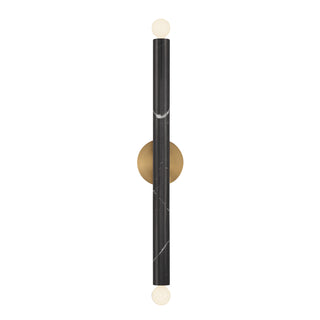 Callaway 2-Light Wall Sconce in Black Marble with Warm Brass