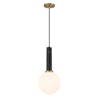 Callaway 1-Light Pendant in Black Marble with Warm Brass