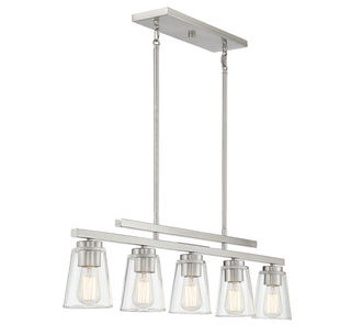 Calhoun 5-Light Linear Chandelier in Satin Nickel