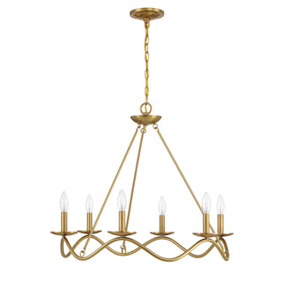 6-Light Chandelier in Natural Brass
