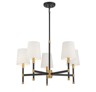 Brody 5-Light Chandelier in Matte Black with Warm Brass Accents
