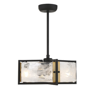 Hayward 4-Light Fan D'Lier in Matte Black with Warm Brass Accents