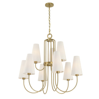 Wilkes 9-Light Chandelier in Warm Brass by Dann Foley