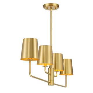 4-Light Linear Chandelier in Natural Brass