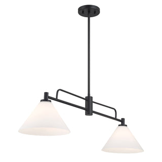 2-Light Linear Chandelier in Matte Black