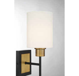 Alvara 1-Light Wall Sconce in Matte Black with Warm Brass Accents