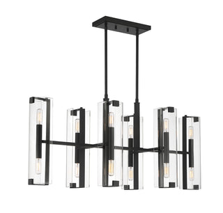 Winfield 12-Light Linear Chandelier in Matte Black