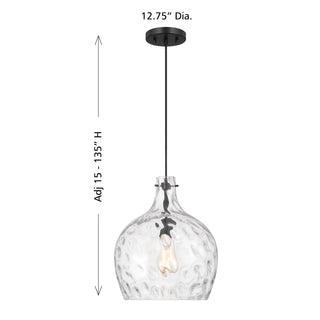 1-Light Pendant in Matte Black