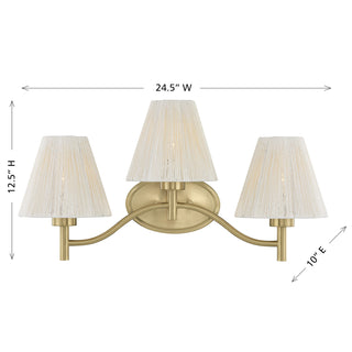 Rosa 3-Light Bathroom Vanity Light in Noble Brass by Breegan Jane