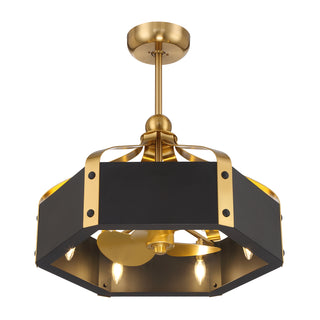 Sheffield 6-Light LED Fan D'Lier in Matte Black with Warm Brass Accents