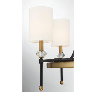 Tivoli 6-Light Chandelier in Matte Black with Warm Brass Accents