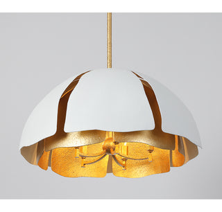 Brewster 5-Light Pendant in Cavalier Gold with Royal White