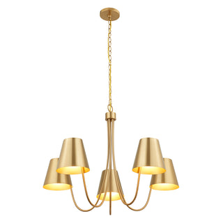 5-Light Chandelier in Natural Brass