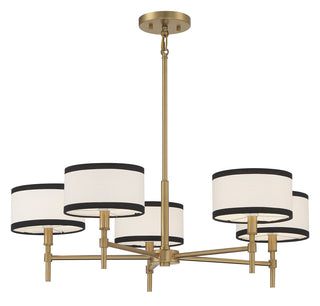5-Light Chandelier in Natural Brass