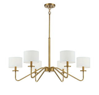 6-Light Chandelier in Natural Brass