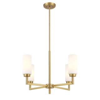 4-Light Chandelier in Natural Brass