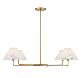 4-Light Chandelier in Natural Brass
