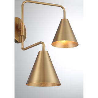 2-Light Adjustable Wall Sconce in Natural Brass