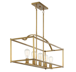 Palladian 5-Light Linear Chandelier in Warm Brass