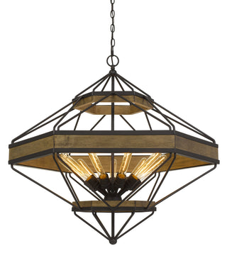 Alicante 60W X 9 Pine Wood/Metal Chandelier  (Edison Bulbs Not Included)