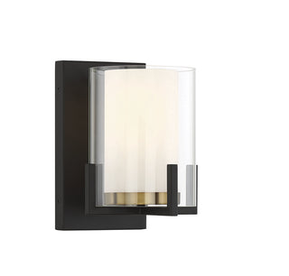 Eaton 1-Light Wall Sconce in Matte Black with Warm Brass Accents