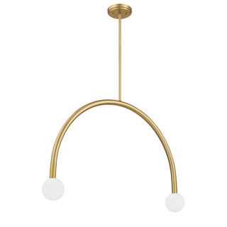 2-Light Chandelier in Natural Brass